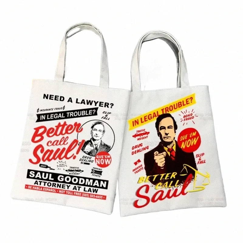 better Call Saul Shopper Bags Shop Bag Tote Bag TV Show Breaking Shoulder Bag Canvas Bags Large Capacity College Handbag Z3gW#