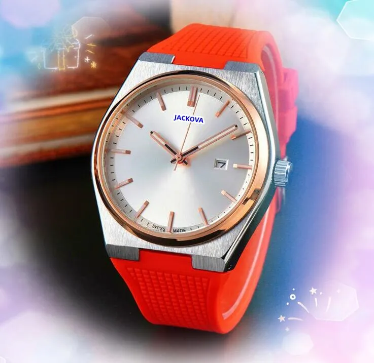 Роскошные три Stiches Классические модные кварцевые часы размер 42 -мм сапфировый стеклянный водонепроницаемый красочный резиновый ремешок Президент Mens Auto Date Date Triming Подарки наручные часы подарки