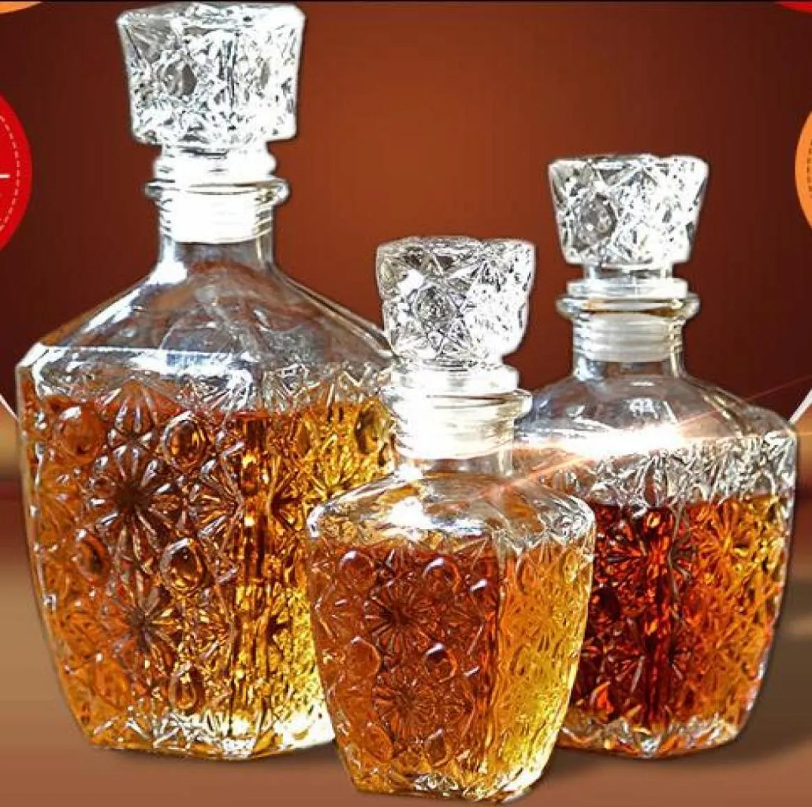 1PC Glass Whiskey Liquor Wine Drinks Decanter Crystal Bottle Wine Carafe Gift 250ML 500ML2188825