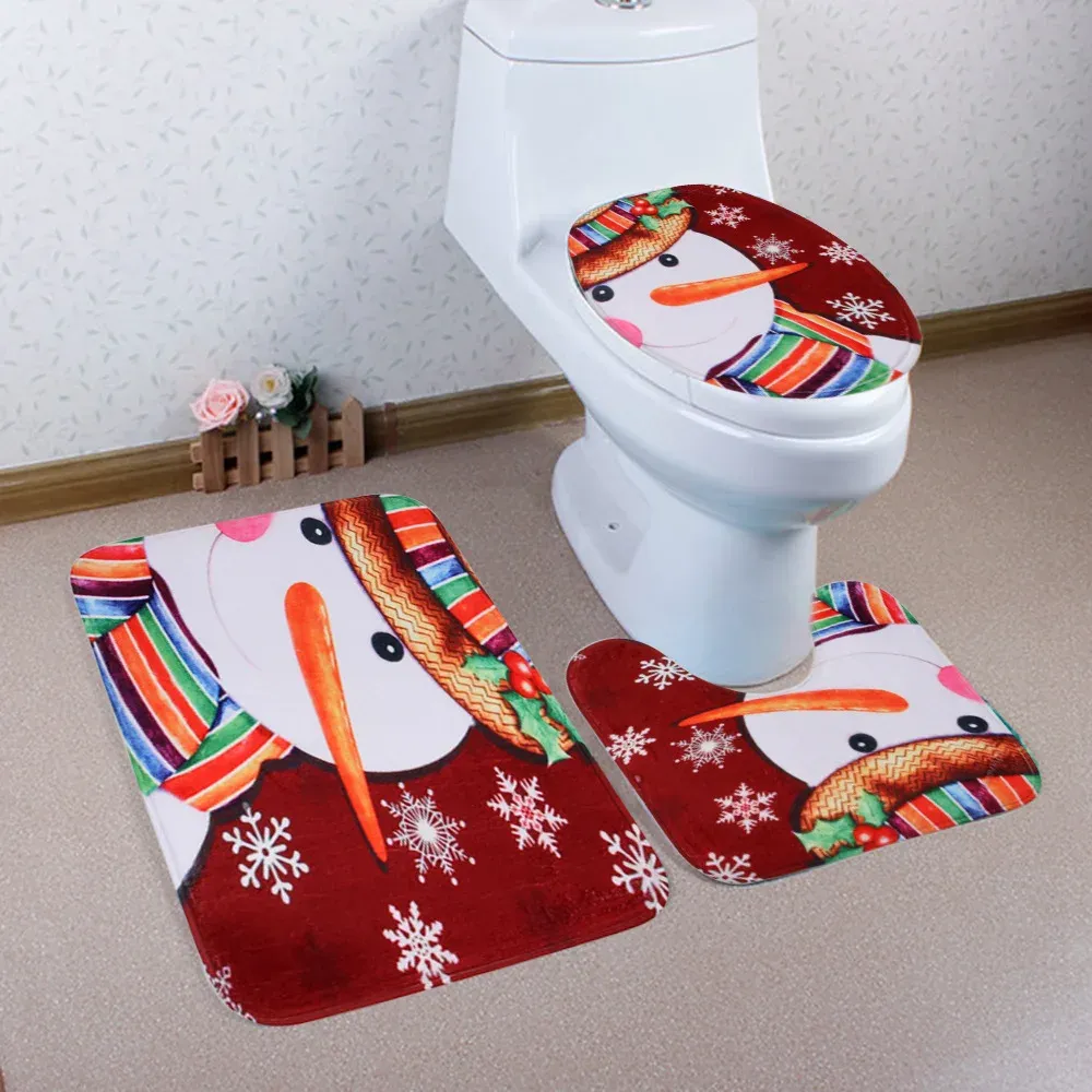 Подушки рождественская ванна коврик для туалета крышка сиденья туалет коврик для туалета сиденье сиденье теплее тапас Wc коврик