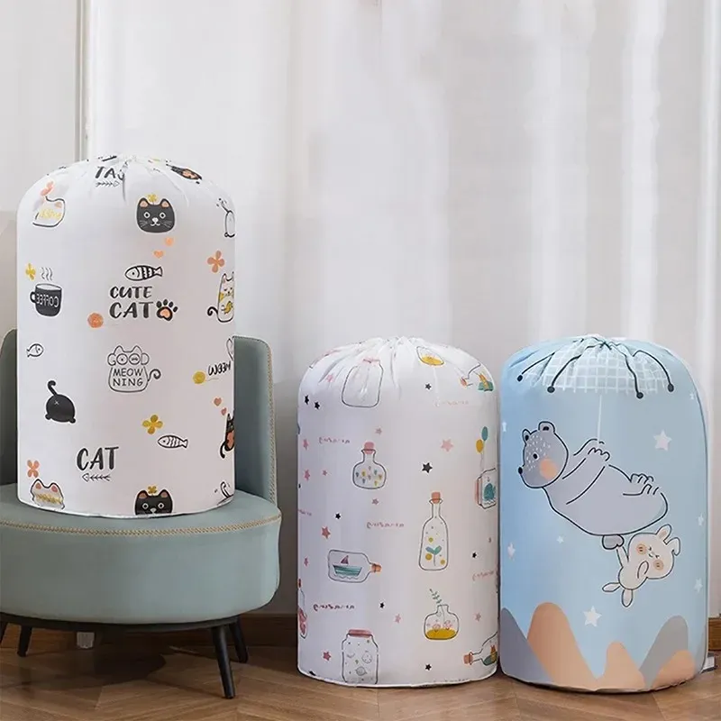 2024 Cartoon Bear Collapsible Storage Bag Beam Port Transparenta Organizer Kläder filt Baby Toy Basket Container Quilt Travel Påsar 1. För