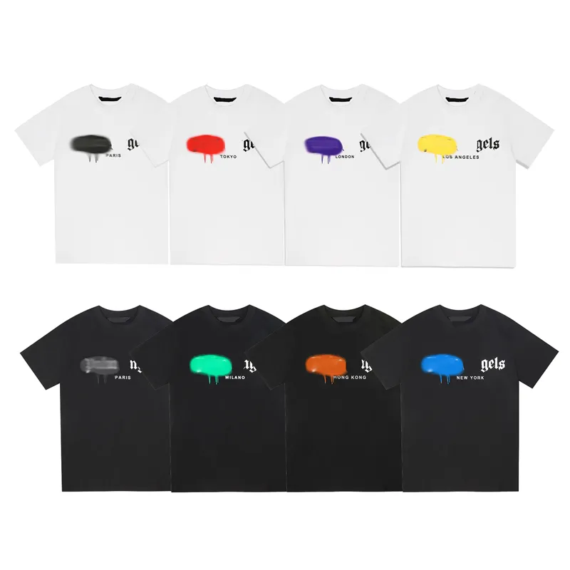 Palm Luxury Angels Tasarımcısı T-Shirt Marka Tişört Giyim Sprey Mektubu Kısa Kol Yaz Gelgit Erkek ve Kadın Tee New222s-Xl
