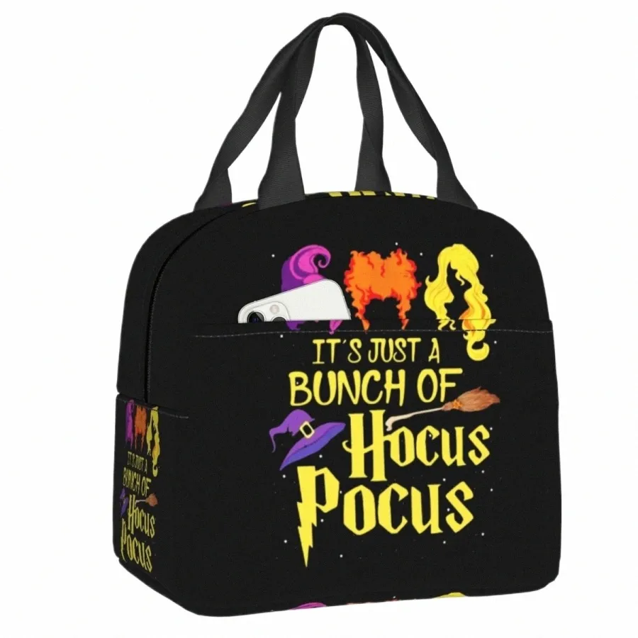pocus Hocus Halen Quotes Lunch Bag Thermal Cooler Insulated Lunch Box for Women Children Work Picnic Food Tote Ctainer 19Tm#