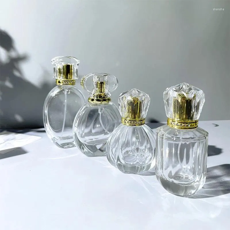 Speicherflaschen Glassprayflasche 50 ml Ultra -elegante transparente Parfüm tragbares großes Nebel Atomizer Alkoholkosmetik nachfüllbar