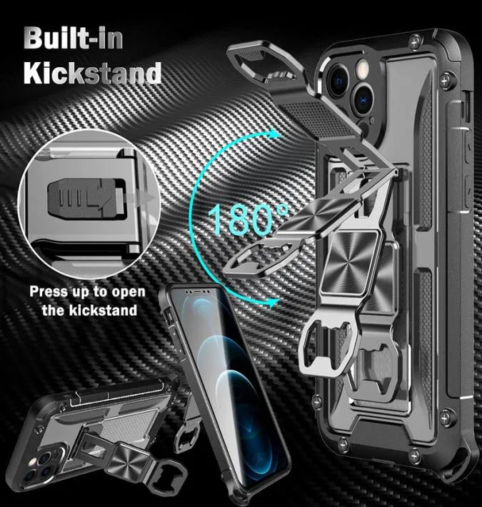 Heavy Duty Military Grade Rugged Cases Kickstand Bottle Opener Corkscrew For iPhone 13 Pro Max 12 11 XR XS 8 Samsung S21 S22 Ultra3082707