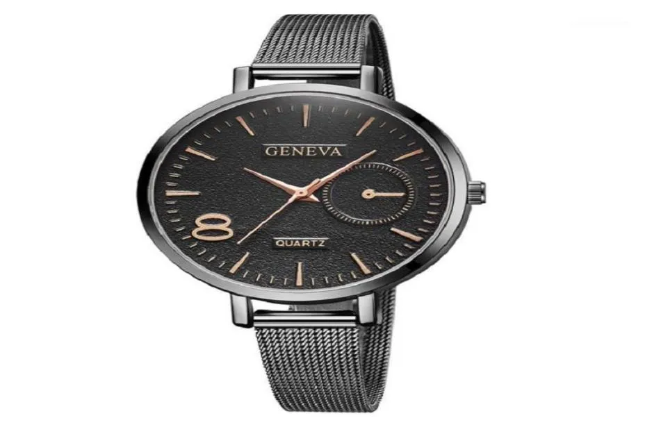 Armbanduhr Geneva Quartz Edelstahlpaar Watch Women Womens Watches Einfache weibliche Uhren Ladies Watch16476814
