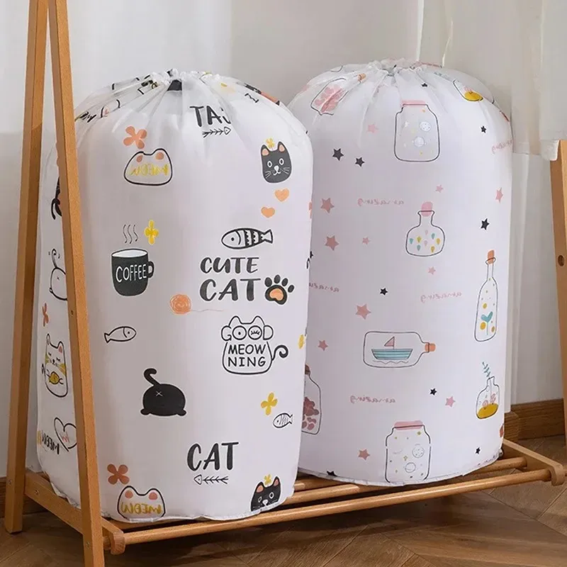 2024 Cartoon Bear Collapsible Storage Bag Beam Port Transparenta Organizer Kläder filt Baby Toy Basket Container Quilt Travel Påsar 1. För