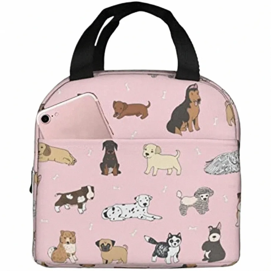 ランチバッグ断熱されたかわいい犬Carto Animals Lunch Box Reusable Lunch Tote Bag for School Work College Outdoor Travel Picnic J6od＃