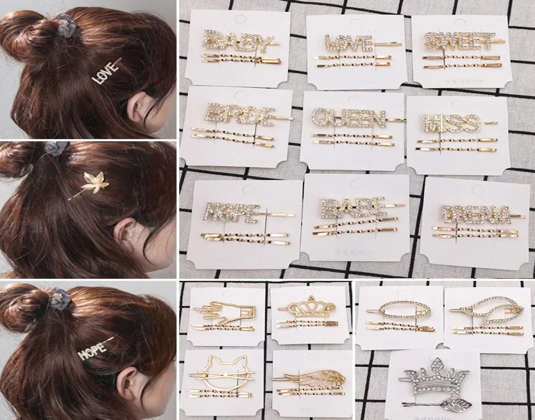 Fashion Crystal Hairpin Shiny Rhinestones Queen Love Letters Hair Clips Set Hair Accessories for Women Girls Drop 3639844