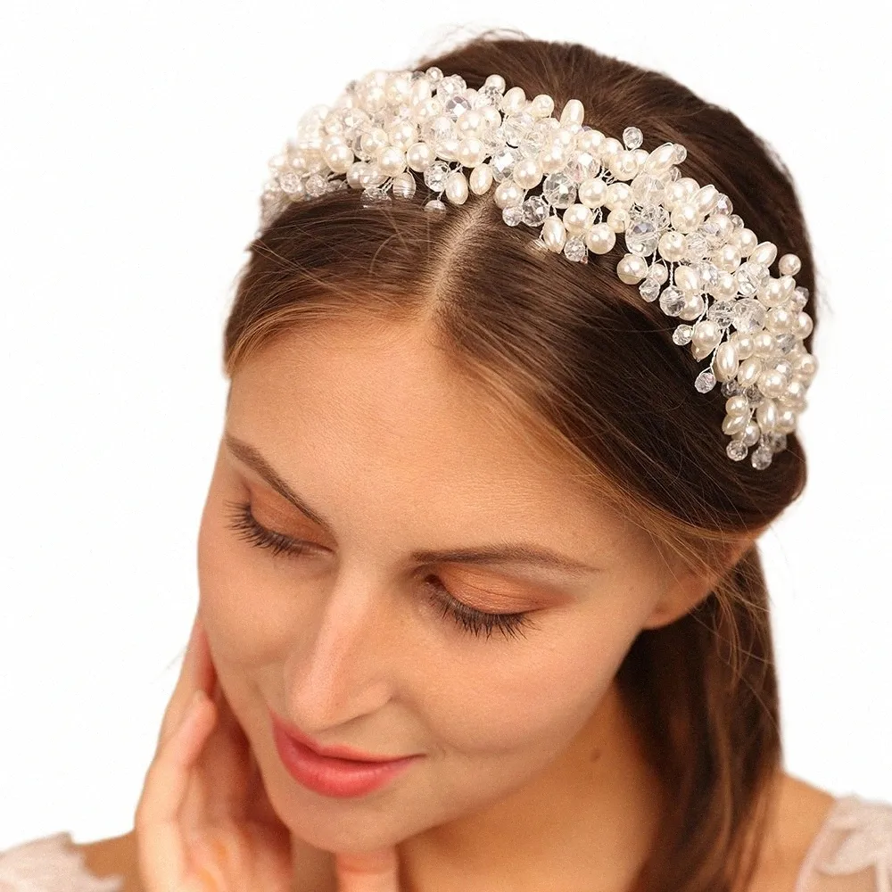 Bridal Tiara Heatwear Pearl Crown prince Mariage Bridal Tiara Crystal Band Bande de mariage Bijoux Bijoux Bridal L9NY # #