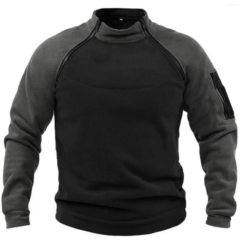 Magliette da uomo a magliette di alta qualità da uomo inverno felpa militare con cerniera in pile Pullover Solido Agnello Agnello Streetwear