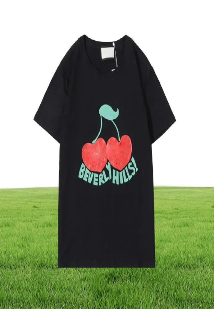 2022s Beverly Hills Cherry Designer Tshirt Men mode lyxkläder Kort ärmkvinnor Punk Print Letter Summer Skateboard Bre6333629