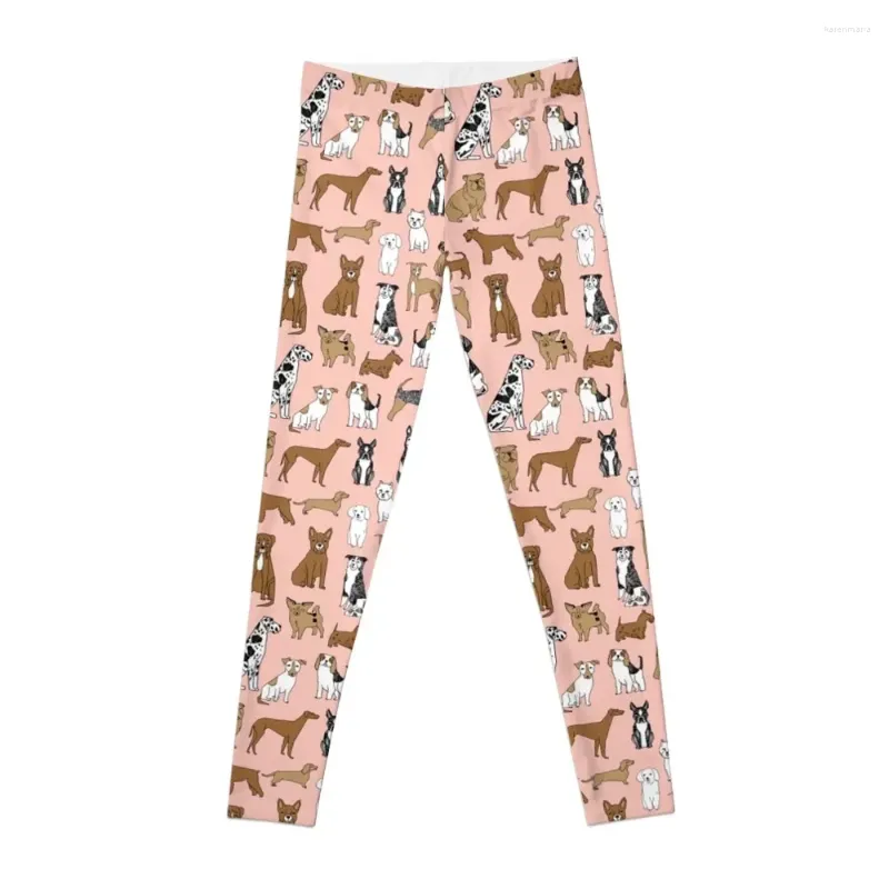 Active Pants Dogs - Pink Bakgrund Leggings For Girls Women's Gym Sportwear Workout Clothes Womens