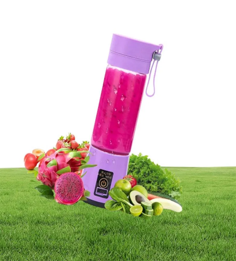 Juicer elettrico Portante USB Smuicer elettrico 4 Blender Blende a bottiglia di frutta ricaricabile frutta vegetale Fruttale da verdura 380 ml Outdoor J9289162