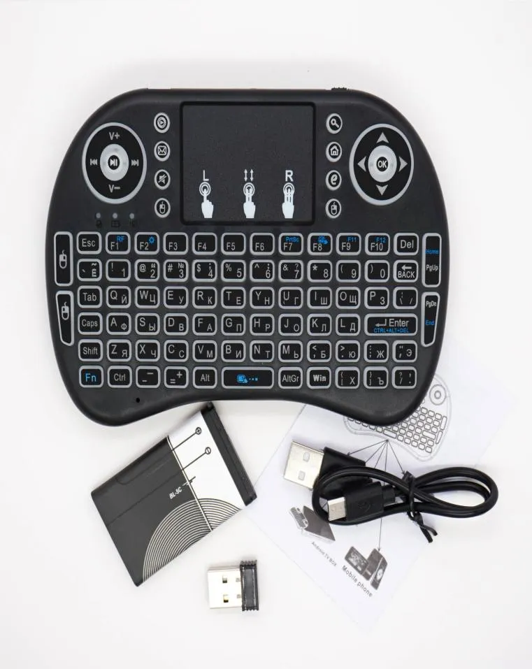 MINI 24 GHz Keyboard rétro-éclairé en fil portable portable portable avec des claviers de rétroéclairage TouchPad pour PC Android TV Box 1PCSLOT1755716