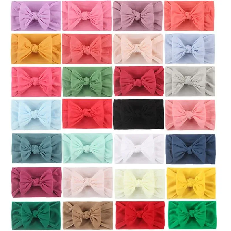 Newborn Toddler Baby Girls Headbands Soft Nylon Head Wrap Bow Knot Turban Headband Hair Accessories Baby Gifts