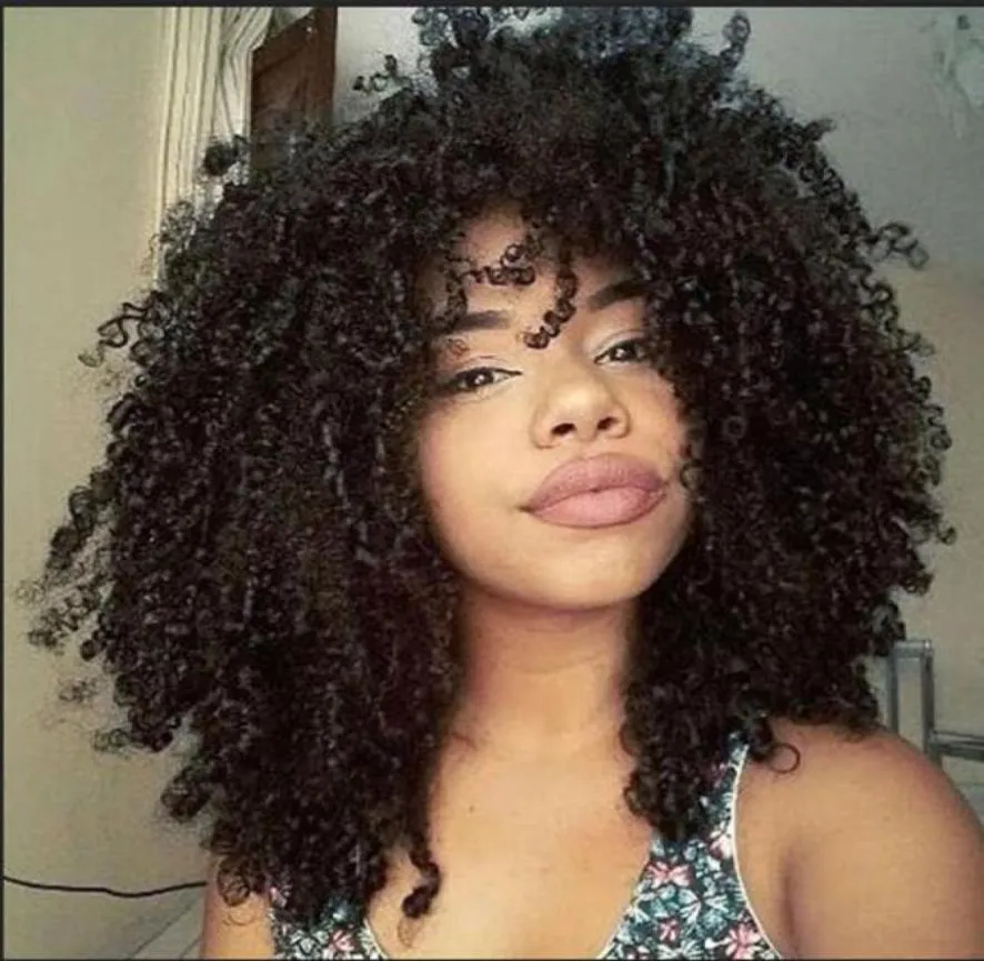 Nueva peluca rizada afro africano Ameri Brasil Simulación de cabello Brasil Cabello humano Afro Kinky Curly Natural en stock50241508691037