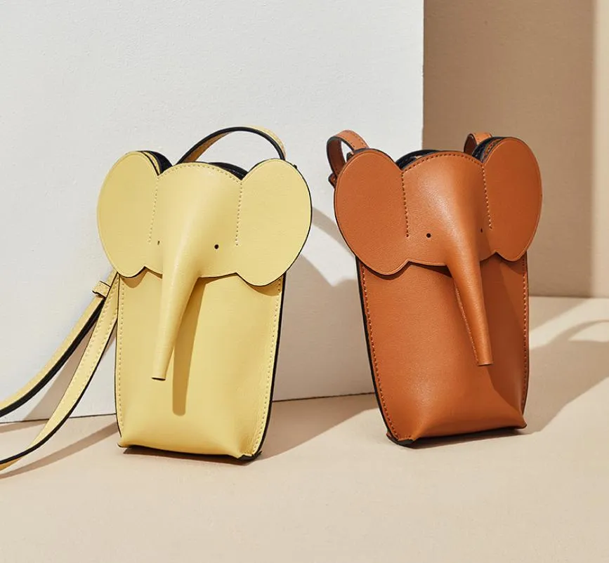 Luxe nieuwe dames039s schoudertassen merk handtas echt lederen crossbody tas ontwerper olifant mobiele telefoon tas vrouw shoppe7465553