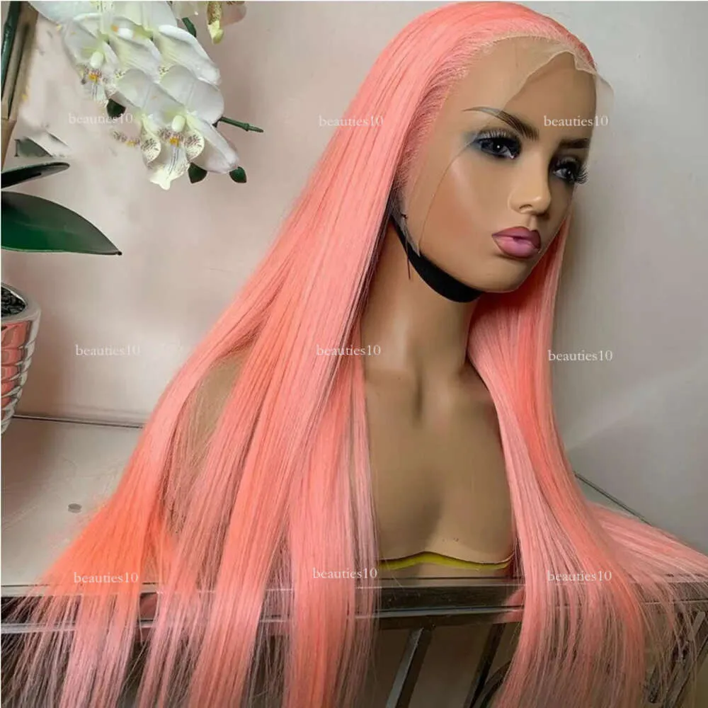 180%Density Soft Long Straight Brazilian Pink Color Wigs Glueless Synthetic Lace Front Wig For Black Women With Baby Hair Cosplay/Party