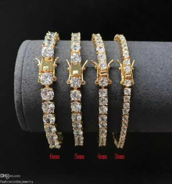 Moda projektant tenisowy Bransoletka diamentowa luksusowa biżuteria Prezent 3 4 5 6 mm 7 8 cali Moissanite Białe złote bransoletki prawdziwe diamenty WHO1417819