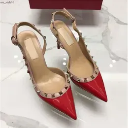 Valentine Shoes Fashion Sandals Women Pumps Casual Designer Gold Matt Leather Studded Spikes Slingback High Heels S Valent 317