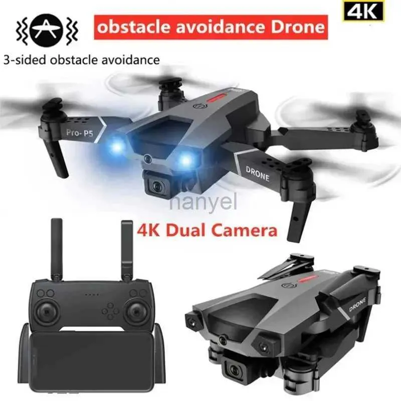 Drones P5 Pocket RC Drone 4K HD Dual Camera Aerial Photography RC Quadcopter Optische stroming Positionering opvouwbare obstakelvermijding Dron 240416