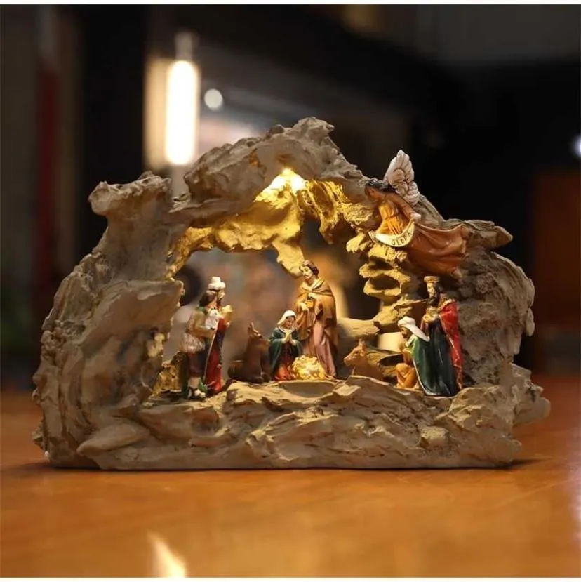 Zayton Nativity Scene Set Christmas Gift Holy Family Statue Christ Jesus Mary Joseph Katolsk figur Xmas Ornament Home Decor 218870151