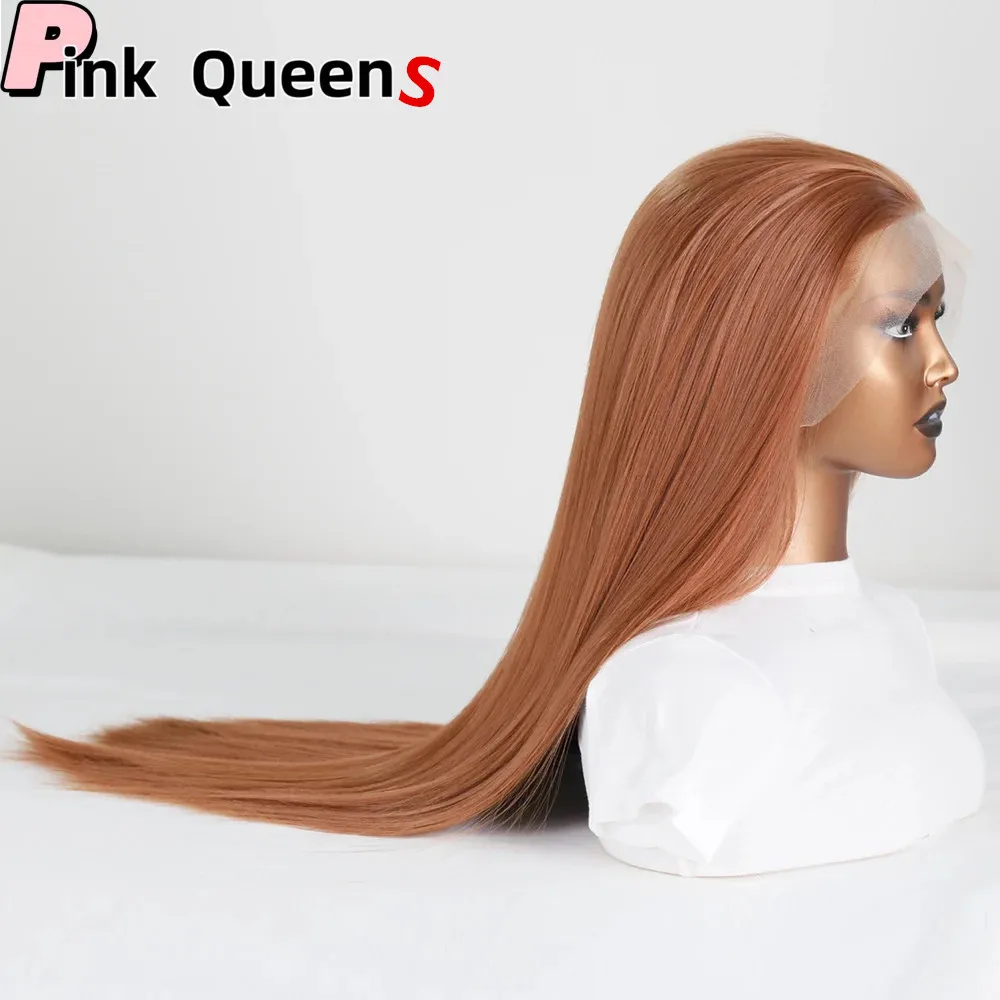 Cabeleireiro 13 4 cabelos sintéticos de renda dianteira peruca glueless resistente a fibra de fibra de cabelo natural grátis mulheres de partida longa coreana lisa alta