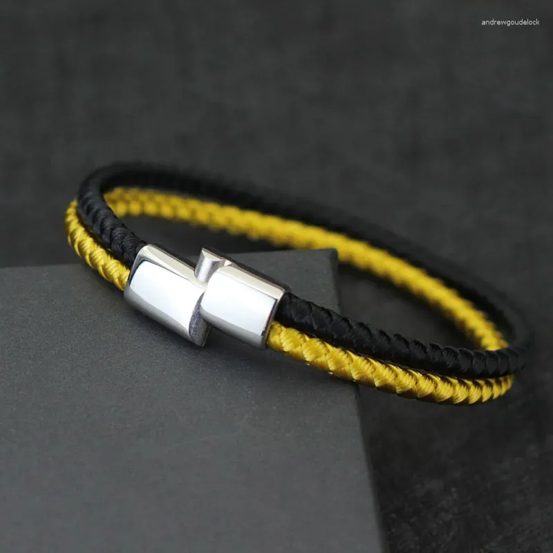 Bracelets de charme Fashion Colorblock corda pulseira Homme Homme destacável Aço inoxidável Com fecho magentico Surf Braclet Fabic Namorado Gift Pulsera