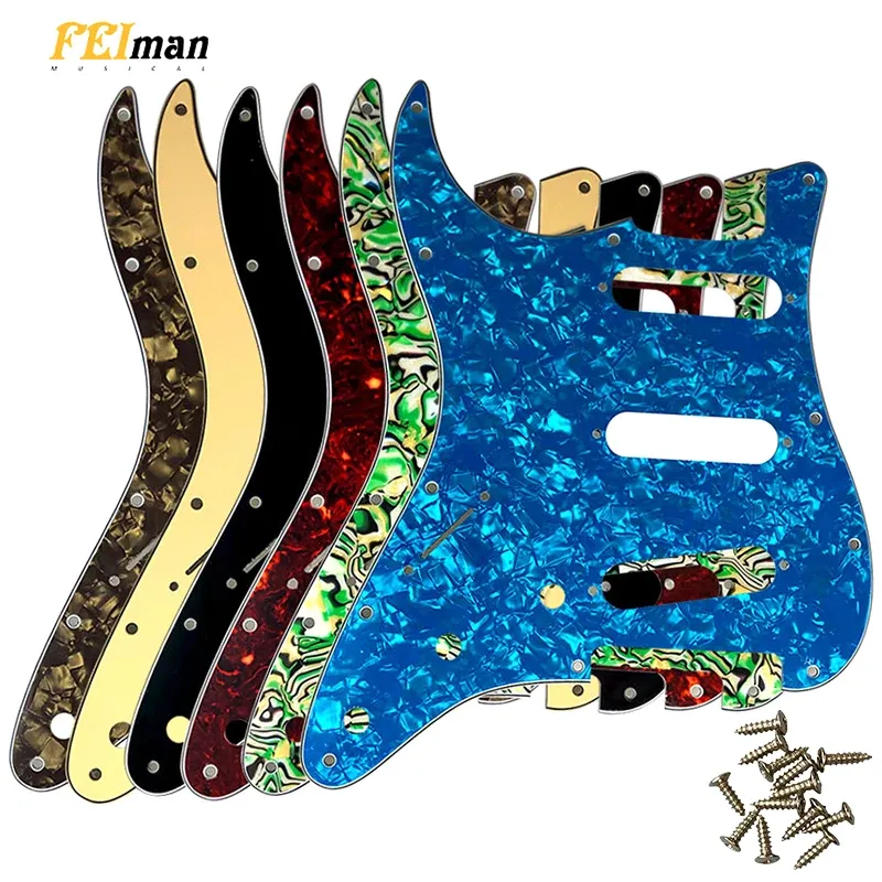 Kablar pleroo gitarrtillbehör vänsterhandade pickguard och 11 skruvar för Fender Strat Standard SSS St Scratch Plate Multi Color