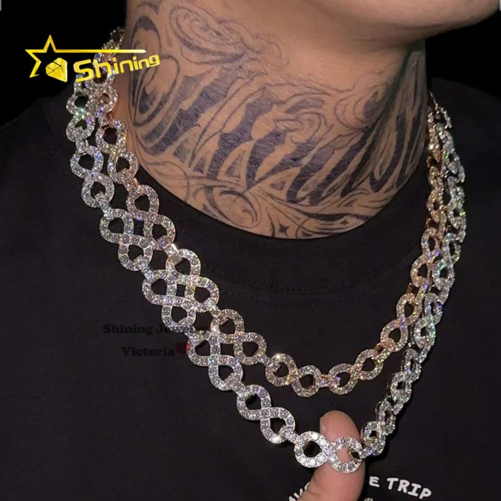Stijlvol nieuw ontwerp Shining Jewellery Hot Sell Hip Hop Iced Out Out Chain 13mm Infinity Link Chain met VVS Moissanite Diamonddesigner Jewelry