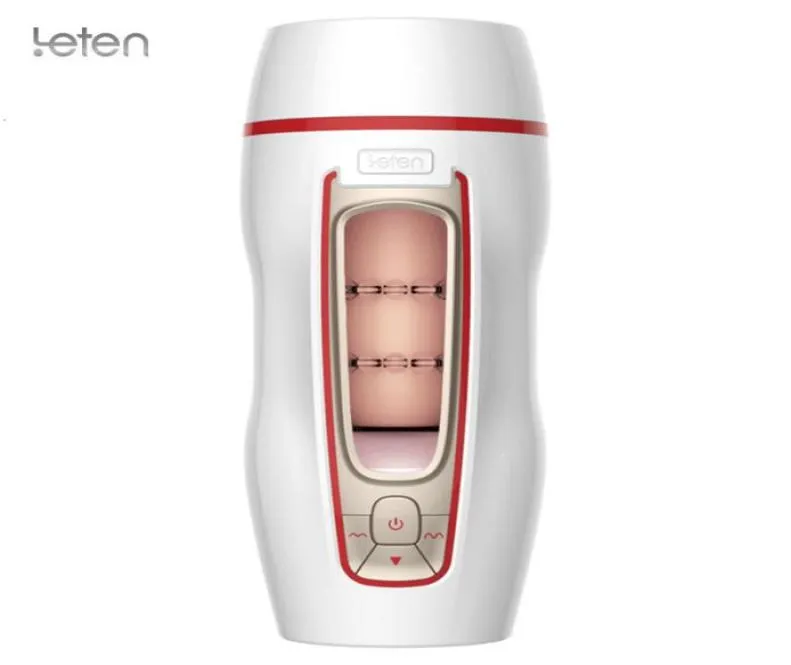 LETEN Automatische mannelijke penismassagers USB -oplaad elektrische mannelijke masturbator 7 Speed Vibrator Kunstmatige vagina seksspeeltjes voor mannen Y14535378