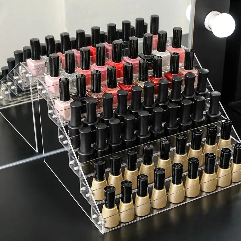 4Layers Acrylic Nail Polish Display Organizer Shelf Clear Cosmetic Display Rack Holder Frame Jewelry Stand Storage Box