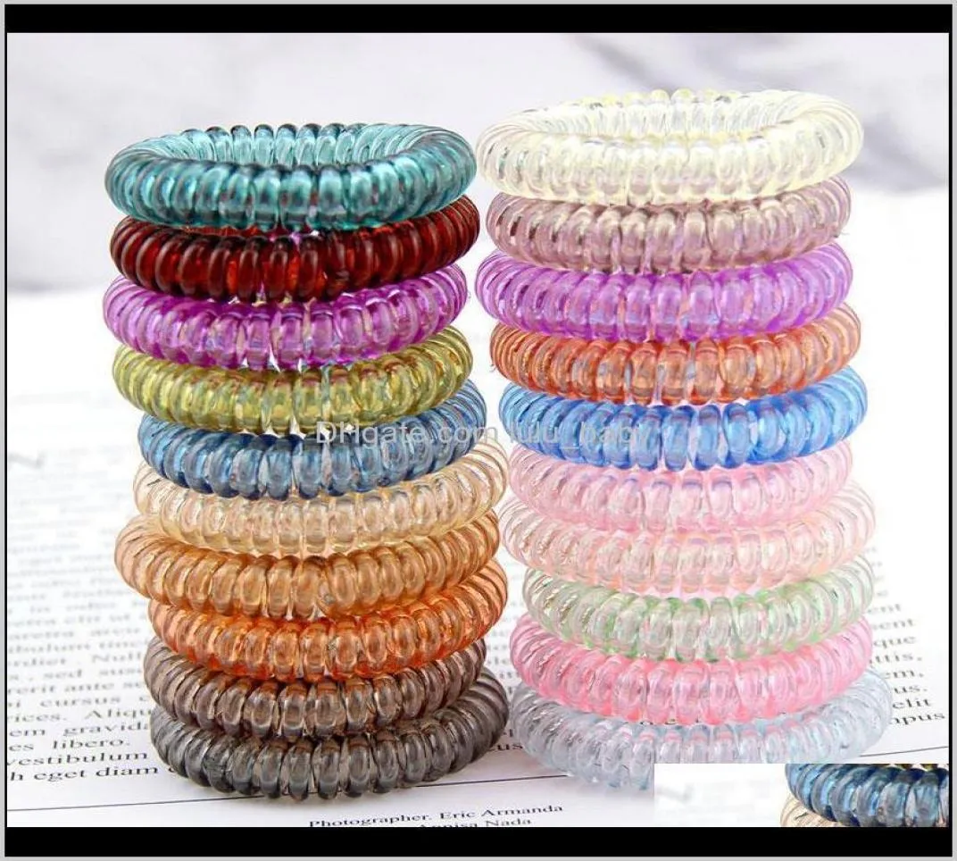 Candy Color Telephone Wire Cord Tie Girls Kids Elastic Band Ring Women Rope Bracelet Stretchy Scrunchy 7Jgiq Rubber Bands Hdb3K7133203