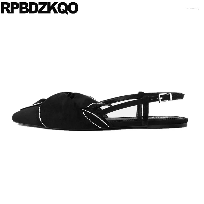 Chaussures décontractées Slingback Slingback Chinois Mesdames Noir 2024 Sandales confortables arc pointu à bout pointille