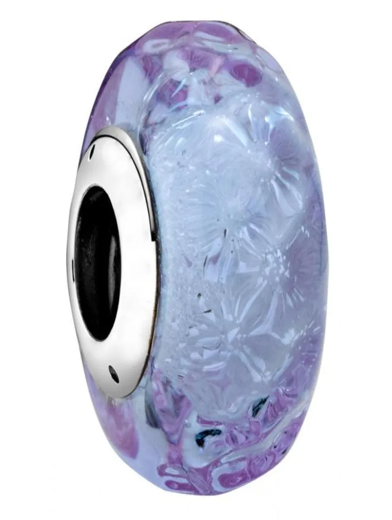 2020 Весенний волнистый лаванда Murano Glass Charm 925 Серебряные чары серебряного серебряного серебряного ожерелья DIY для женщин -ювелирных изделий целых 79885230340