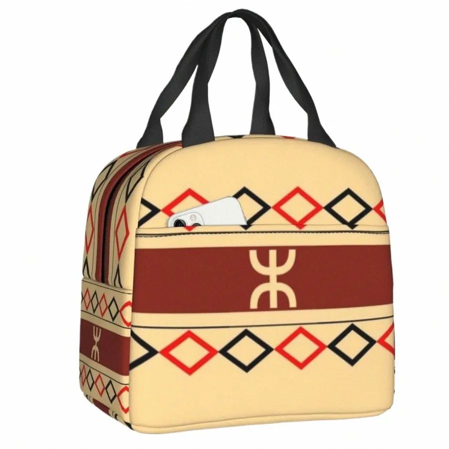 Bolsa de almuerzo aislada de símbolos de berebere de Amazigh para mujeres Tifinagh Cooler Termal Cooler Comida Lunch Box Bolsas de picnic J2yn#