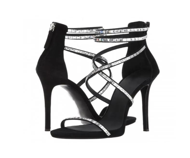 Black Cross Strap Rhinestone Sandals Women039S Summer Roman Sandal Zipper Thin Heel Waterproof Platform Open Toe Sexig Nightclub9986235