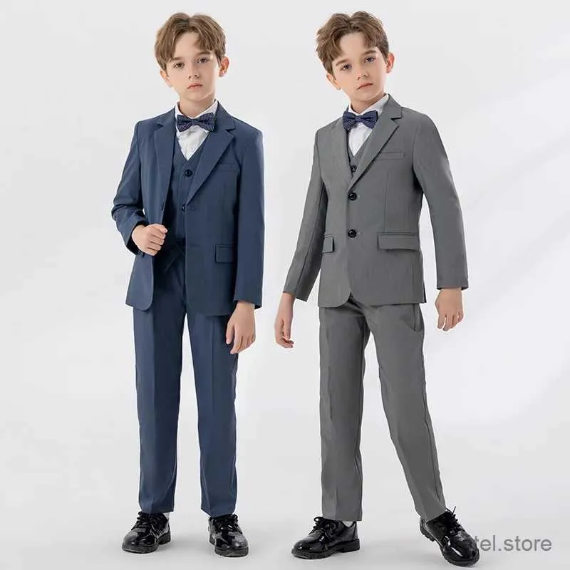 Passar barn Gary Jacket Vest Pants Bowtie 4st Piano Party Dress Kids Ceremony Fotografi Suit Flower Boys Performance Show Costume