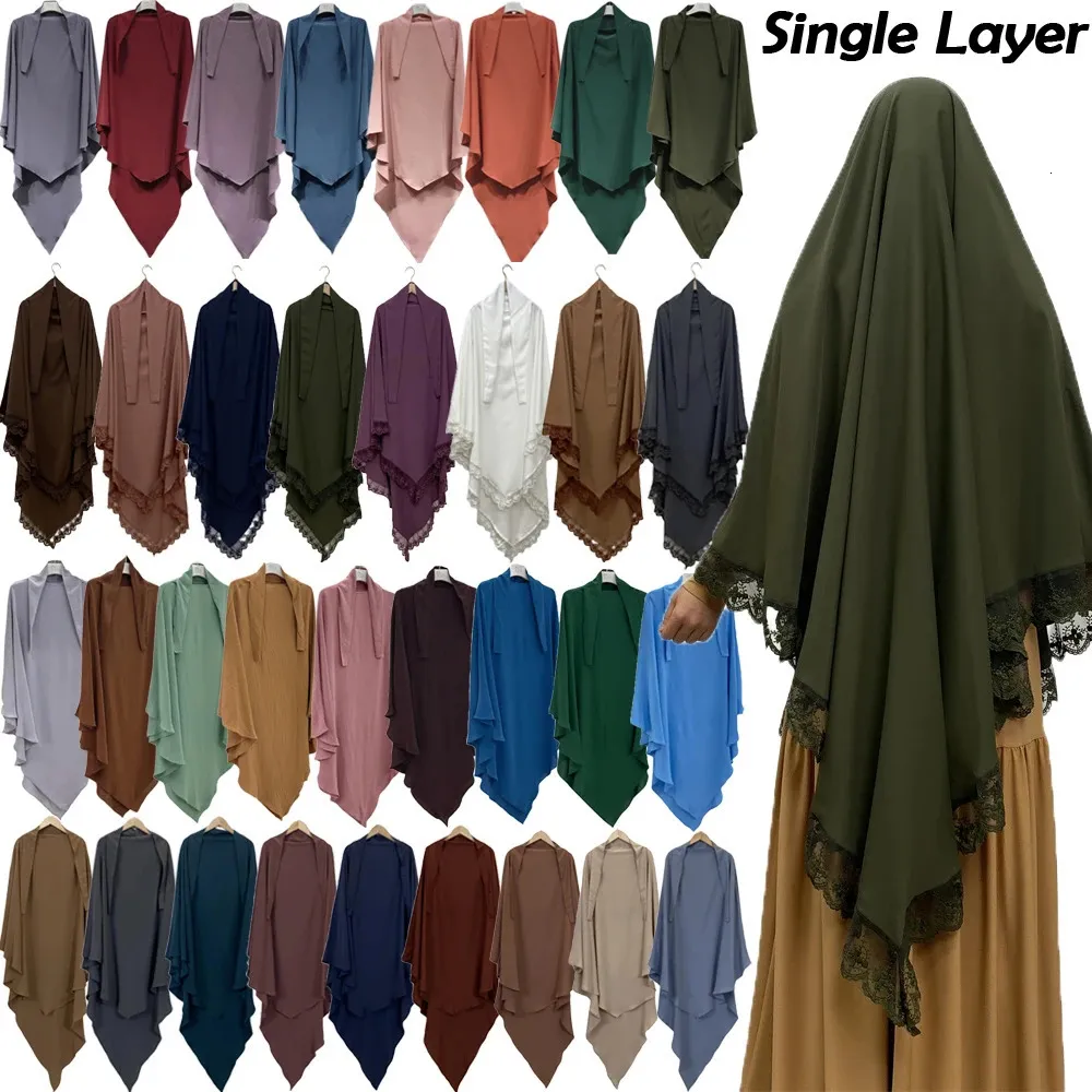Khimar muslimska Eid Ramadan Islamiska kläder över huvudet Prayer Scarf Women Hijab One Layer Headscarf Headcover HeadbonT BURQA NIQAB240403