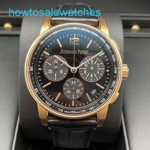 AP LOISIRE CODE WORTS DE TRAVAIL 11.59 Série 26393or Rose Gold Black Mens Fashion Leisure Business Sports Mécanique Chronograph Watch