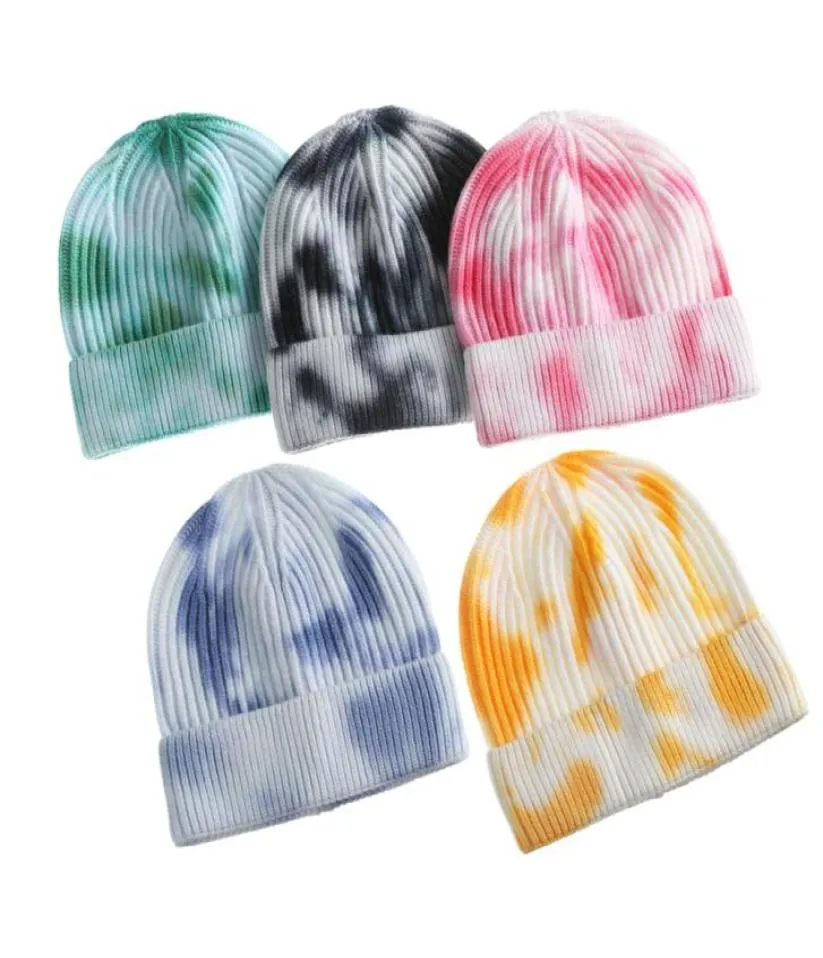 Femelle Femelle Tiedye tricot du chapeau tricot Femmes chaudes automne tricot tricot Street Hip Hop Melon Cap Unisexe Gradient Boneie Woolen Hats VT4777028