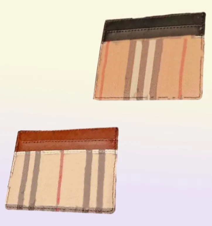 British Style Luxurys Designers Män Kvinnor Kreditkort med randig rutig varumärkesinnehavare Classic Mini Bank Card Holder Small Slim Wal2699610