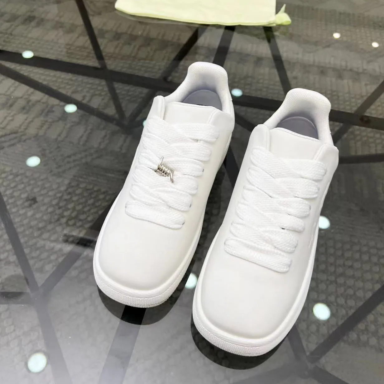 Luxury Flat Vintage Sneakers: Striped Bubble Leather Thick Luxury Flat Vintage Sneakers: Striped Bubble Leather Thick