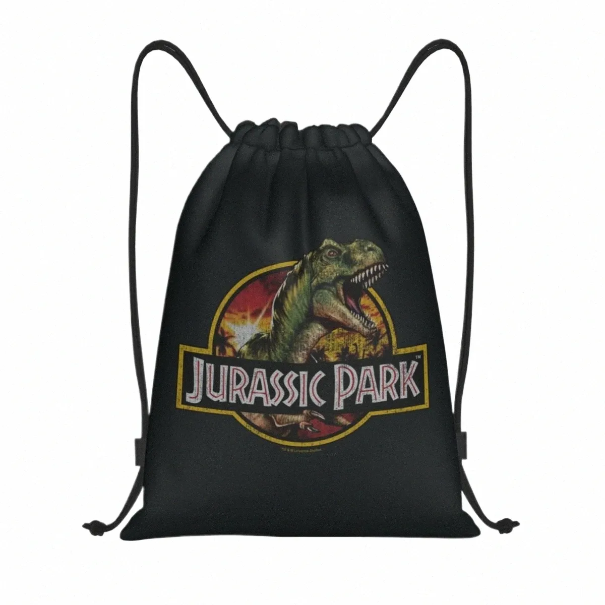 ジュラシックパークドローストリングバックパック女性男性スポーツジムサックパック折りたたみ式恐竜世界トレーニングバッグ袋l1rc＃