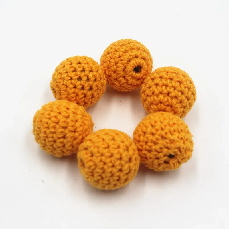 Wooden Teether 20mm Polychrome Crochet Round Beads Food Grade Chew DIY Handmade Necklace Accessories Baby Teether