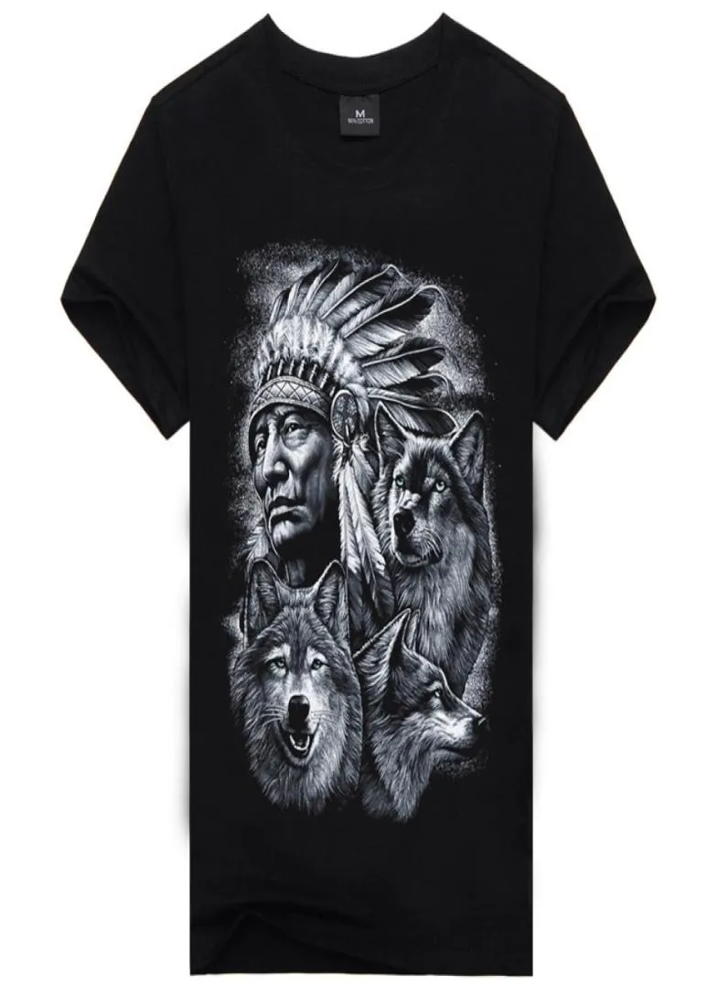 3D волчья футболка Mens Brand 3d индийцы волчья принцип T Рубашки хлопковые волки мужчины футболка. Случайный мужчина майки Mens Tops2046852