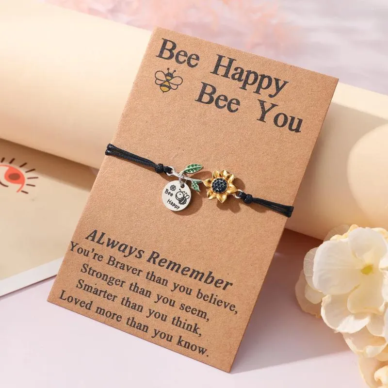 Bedelarmbanden trendy bijen zonnebloem armband roestvrijstalen hanger handgemaakte zegeningsgeschenk groothandel