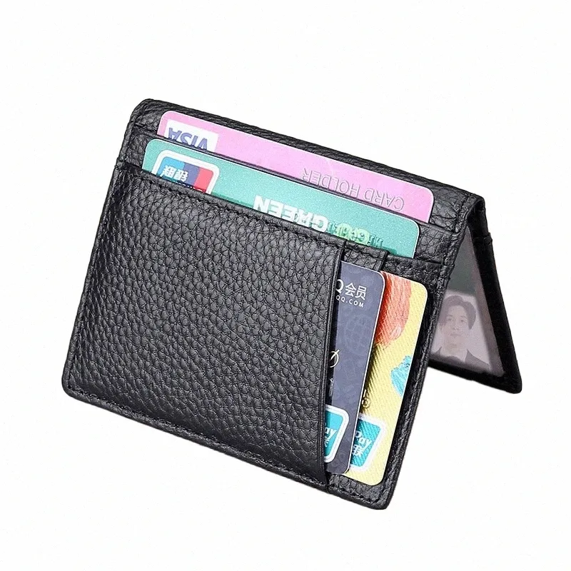 Yuecimie Super Slim Soft Worthet 100% Genuine Mini Credito Portafoglio porta portafogli a portata di piccola carta Sfalta per uomini portafoglio 76VM#