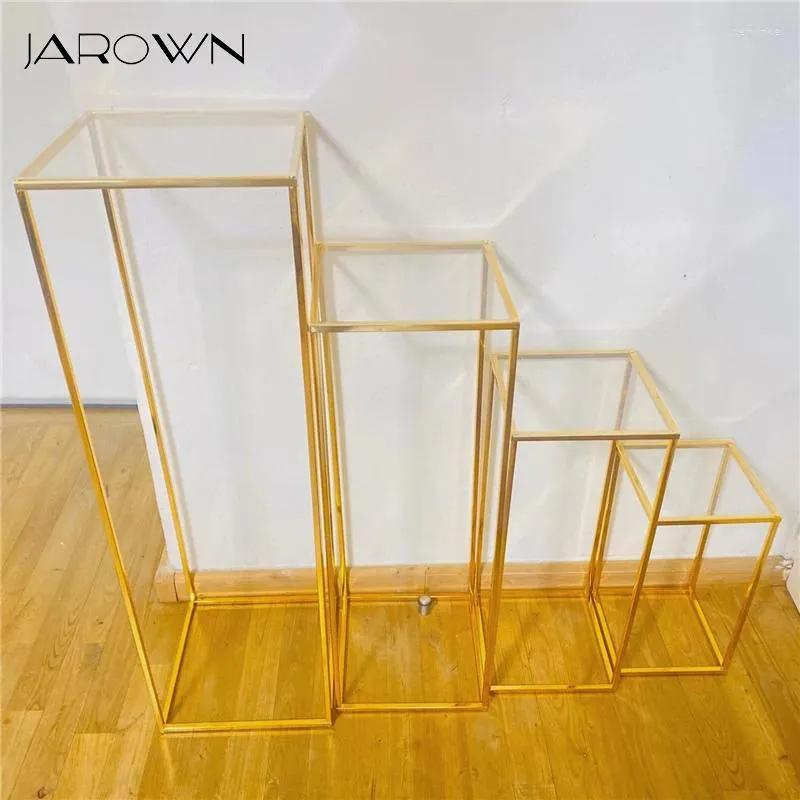 Decorative Flowers JAROWN Electroplating Flower Stand Wedding Decor Rectangular Backdrop Metal Geometric Frame Decoration Acrylic Top